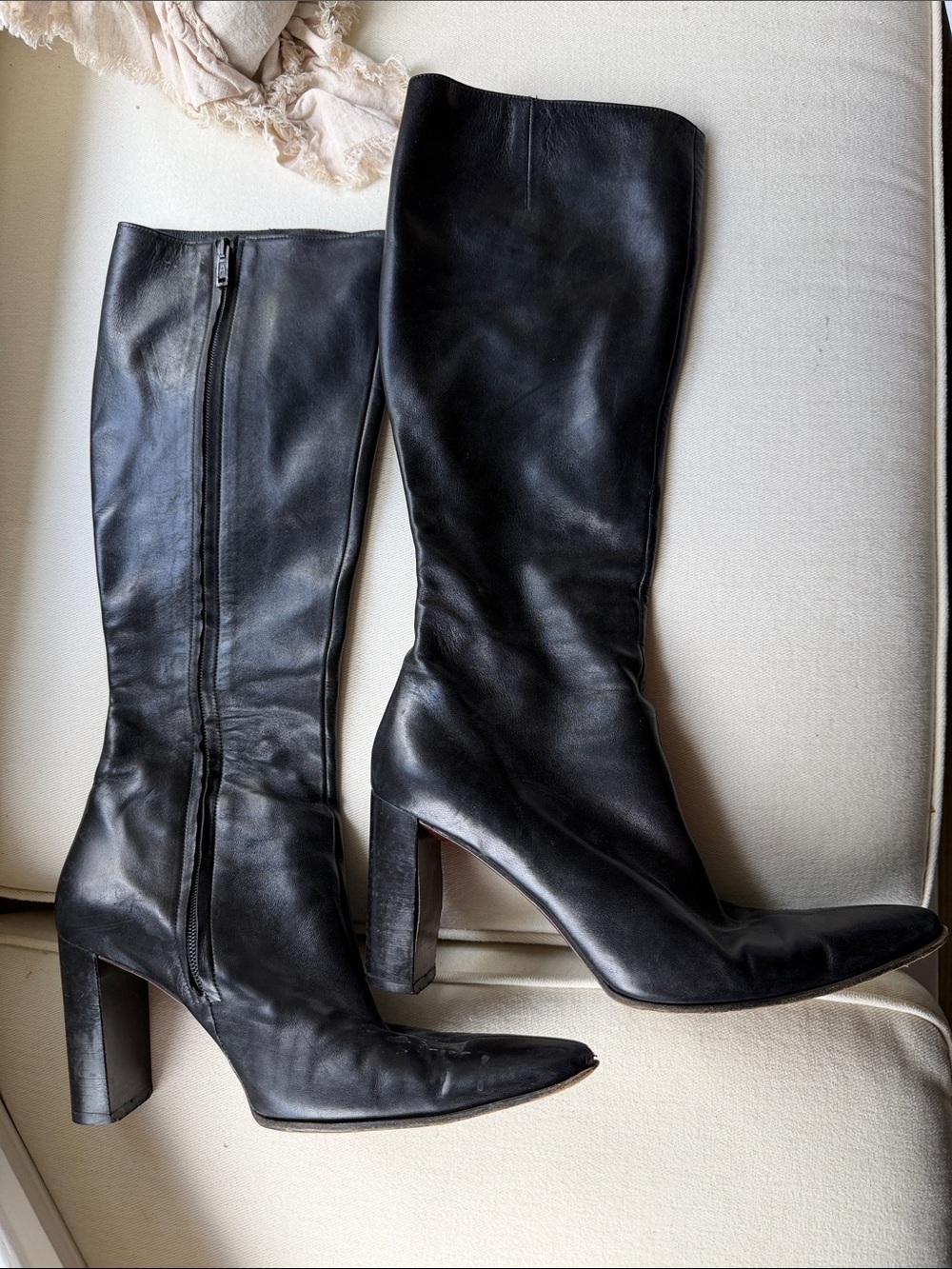 ROBERT CLERGERIE Leather Knee-High Heeled Boots - Classic Women's Dress Boot